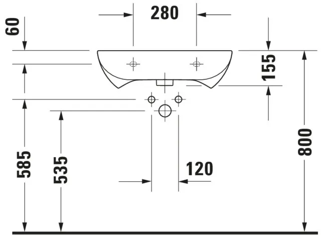 Waschtisch Vital „D-Code“, Form rechteckig 60 × 55,5 cm