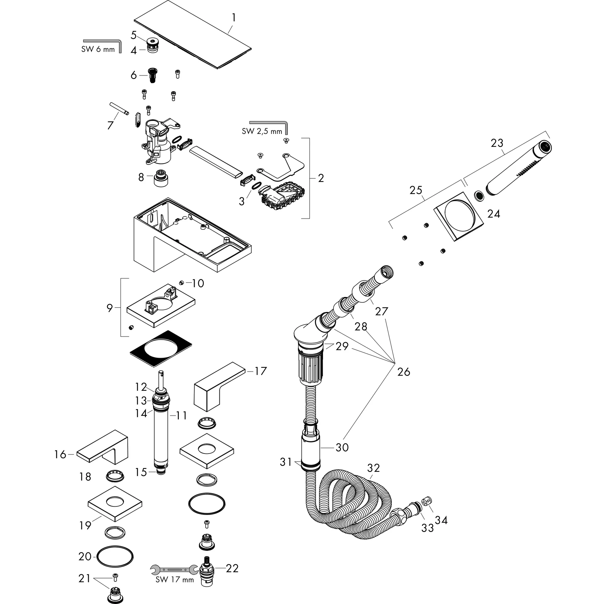 Hansgrohe AXOR MyEdition 4-Loch Wannenrandarmatur, Chrom/Spiegelglas Hansgrohe AXOR MyEdition 4-Loch Wannenrandarmatur, Chrom/Spiegelglas