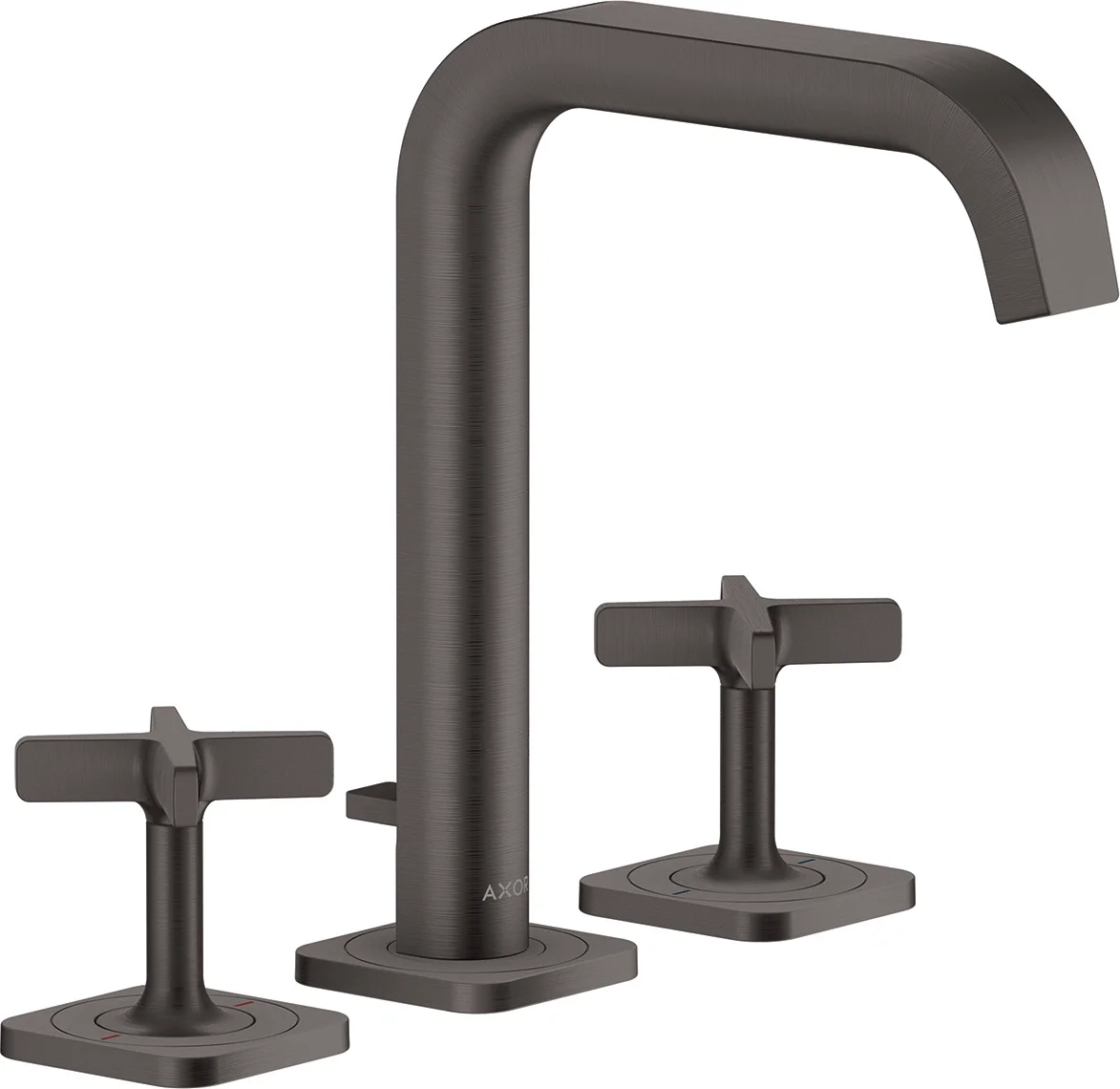 Hansgrohe AXOR Citterio E 3-Loch Waschtischarmatur Brushed Black Chrome, ComfortZone 170, Ausladung 165 mm, Auslaufhöhe 170 mm, Kreuzgriff, Laminarstrahl, max. Durchfluss 5 l/min, Keramikventile 180°, für Durchlauferhitzer geeignet