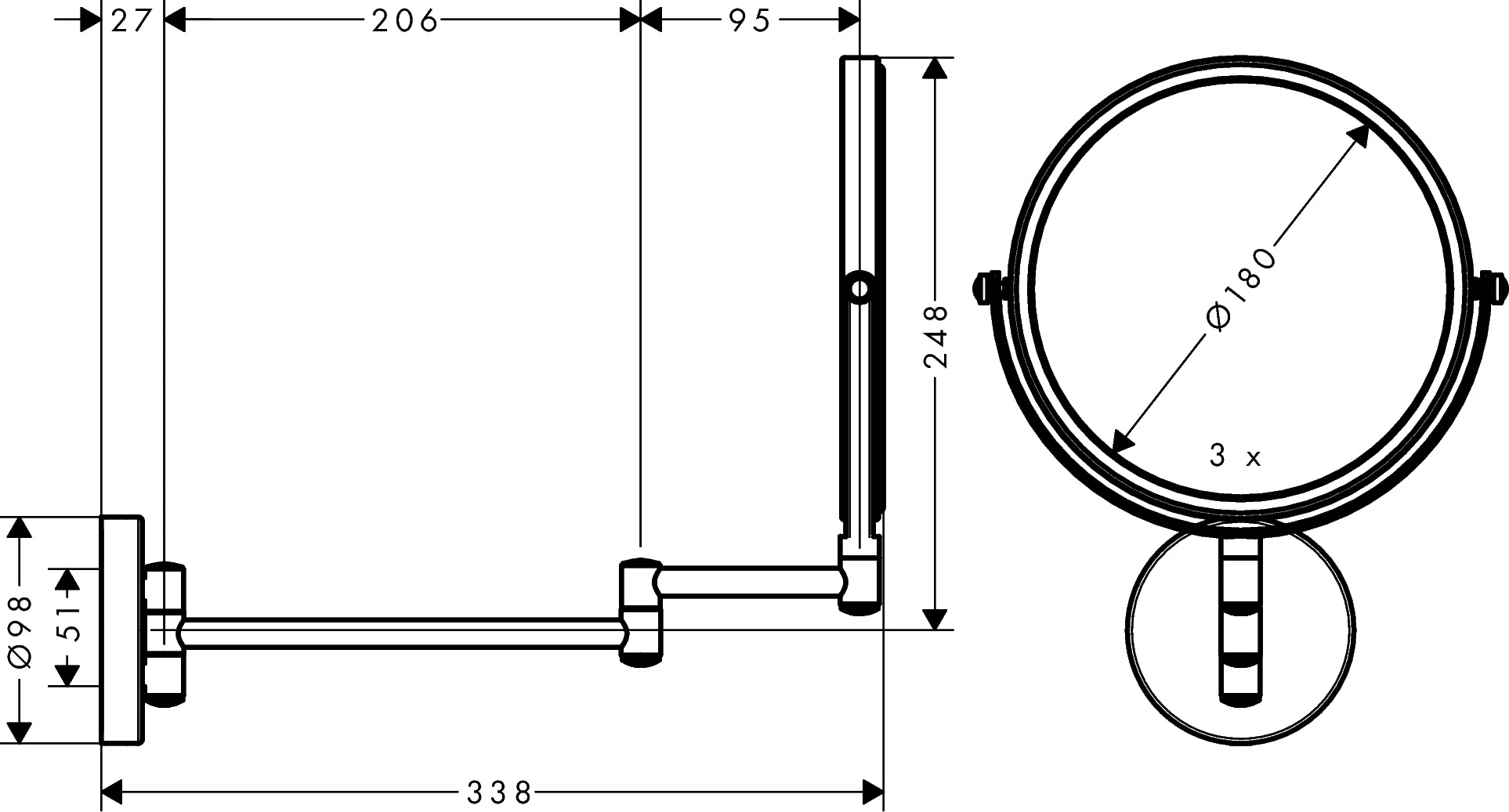 Rasierspiegel Logis Universal chrom ohne Licht