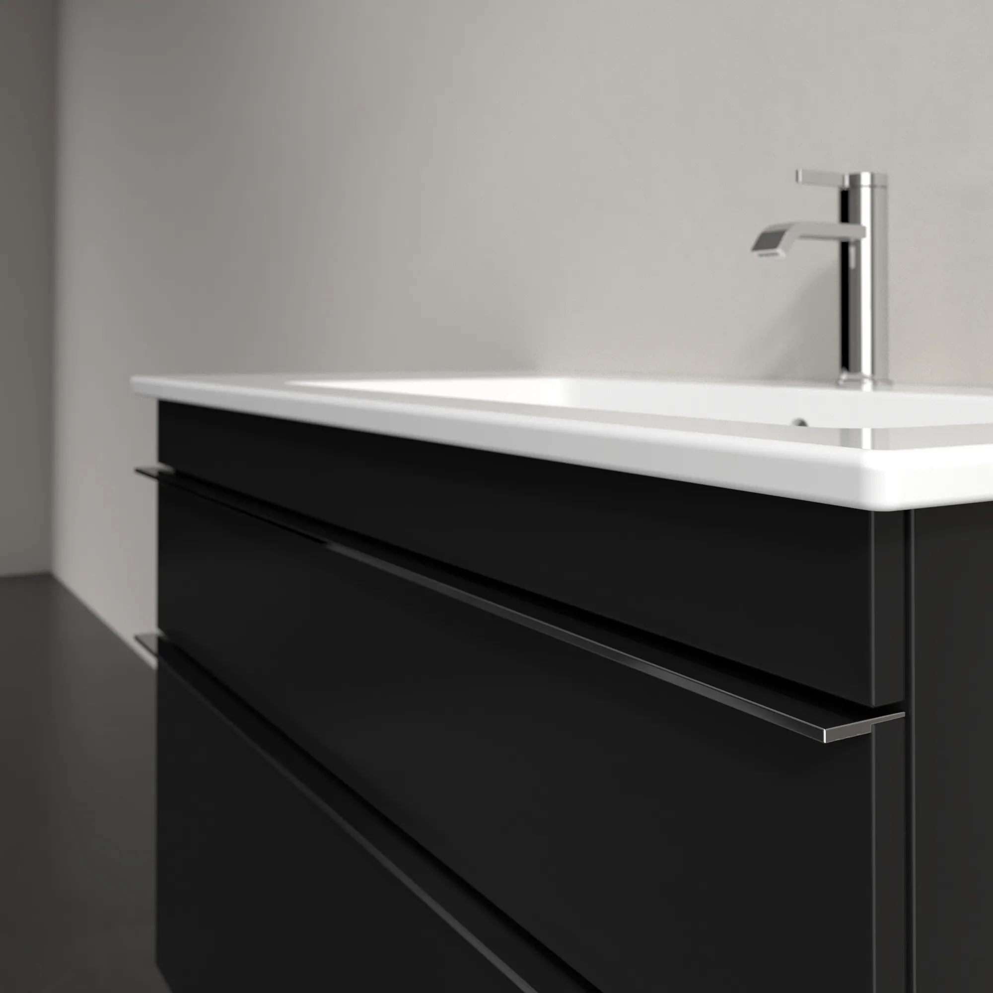 Villeroy & Boch Waschtischunterschrank „Venticello“ für Schrankwaschtisch 953 × 590 × 502 mm Volcano Black, für Becken rechts