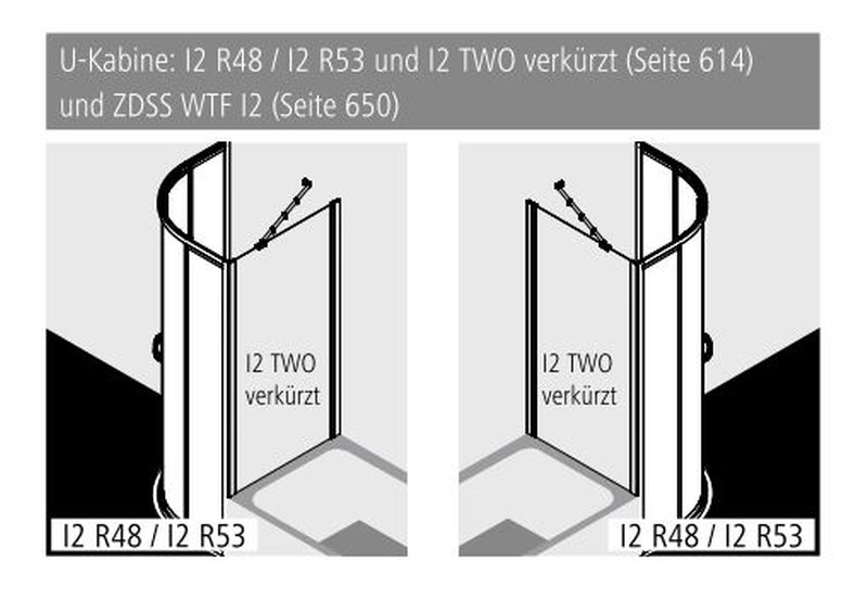 Kermi Duschdesign Viertelkreis-Duschkabine mit Gleittüren für ungleichschenklige Wannen „IBIZA 2000“ Profile Weiß (RAL 9016), Anschlag links und rechts BV: 775 - 975 mm WE: 785 - 810/985 - 1010 mm H: 2000 mm