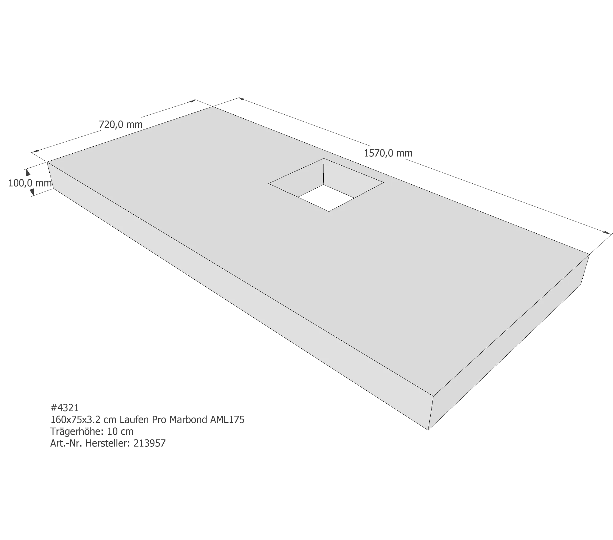 Duschwannenträger für Laufen Pro 160 × 75 × 3,2 cm