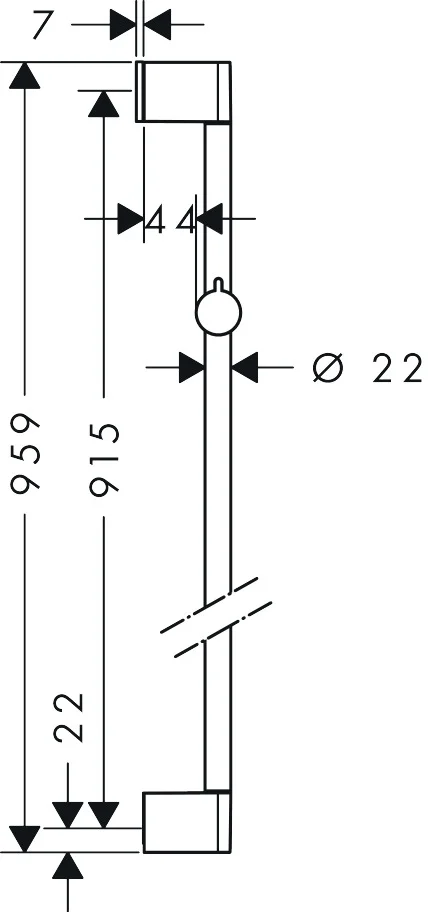 Hansgrohe Unica Brausestange Croma 90 cm, Chrom, 959 mm Länge, 22 mm Durchmesser, rundes Profil, 915 mm Bohrabstand, verstellbare Handbrausehalterung mit Arretierung