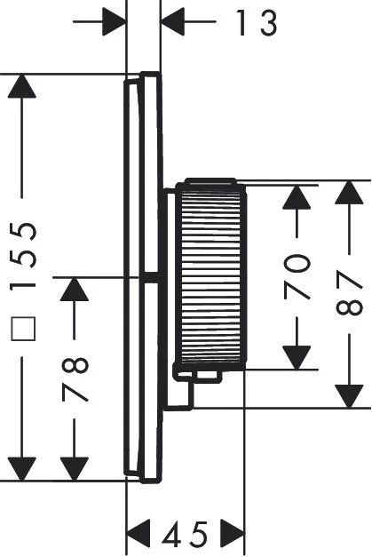 AXOR ShowerSelect ID Thermostat HighFlow Unterputz eckig für 1 Verbraucher und einen zusätzlichen Abgang Chrom