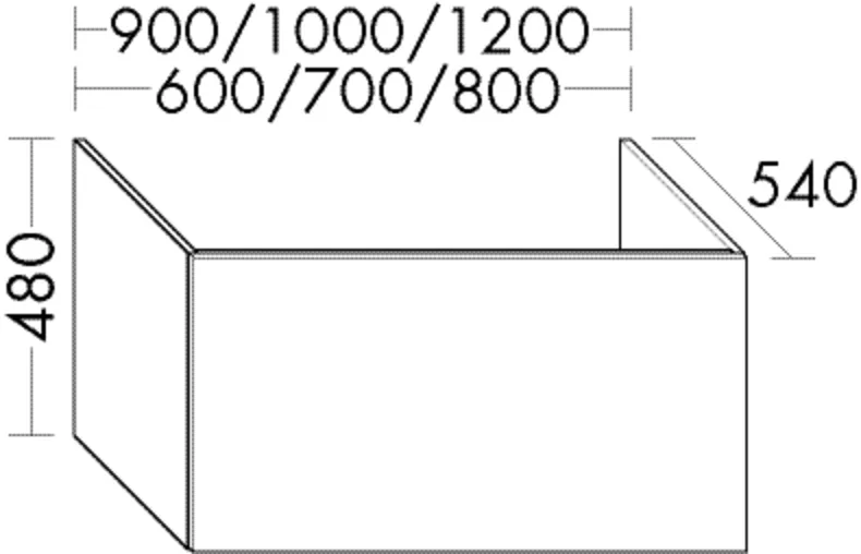 Waschtischunterschrank Sys30 von burgbad - 1200 mm breit, 480 mm hoch, 540 mm tief, inkl. Raumsparsiphon