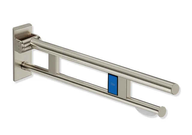 HEWI Mobiler Stützklappgriff Duo, Design A, Edelstahl PVD, links
