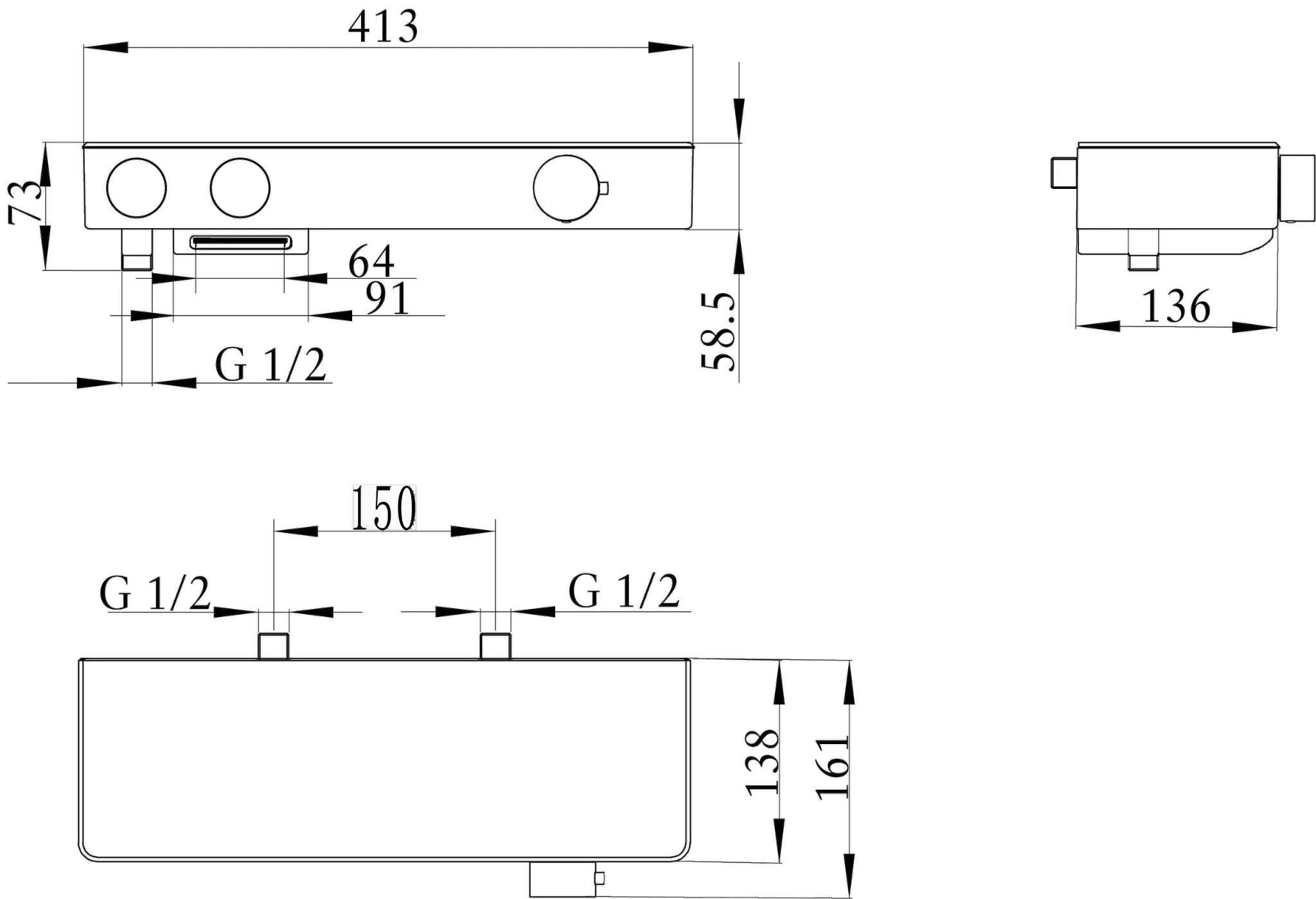 Wannenarmatur „Infinity Showers“ Ausladung 93 mm in Matt Black Wannenarmatur „Infinity Showers“ Ausladung 93 mm in Matt Black