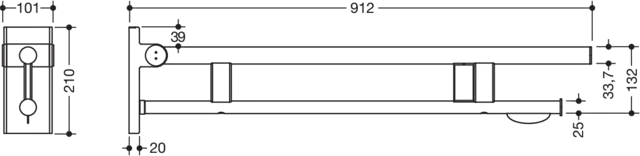 Mobiler Stützklappgriff Duo, Design A des Systems 900, Edelstahl, PVD, Ausladung 900 mm, mit WC-Papierhalter und Funk-Spülauslösung, Ausführung rechts, in Farbe CK (messing glänzend) Mobiler Stützklappgriff Duo, Design A des Systems 900, Edelstahl, PVD, Ausladung 900 mm, mit WC-Papierhalter und Funk-Spülauslösung, Ausführung rechts, in Farbe CK (messing glänzend)