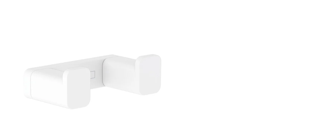 Hansgrohe AddStoris Q Doppelhaken, mattweiß, Wandmontage mit verdeckter Befestigung, Bohrabstand 50 mm, Bohrloch Ø 6 mm