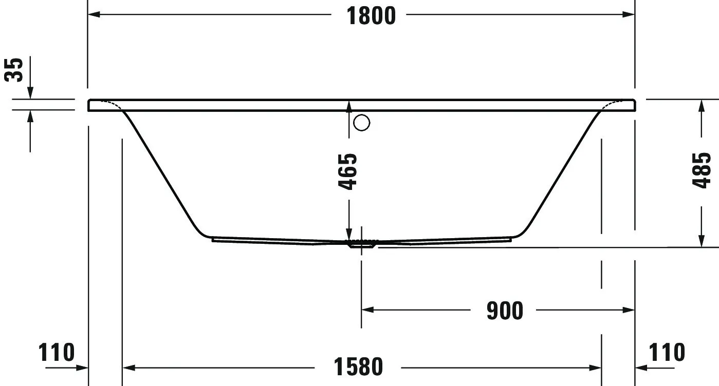 Duravit Badewanne „D-Neo“ rechteck 180 × 80 cm, Mittelablauf