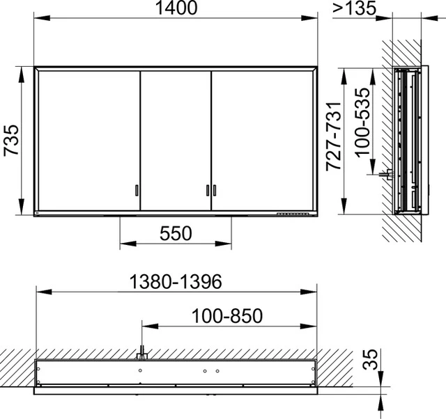 KEUCO Wandeinbau Spiegelschrank mit verdecktem Ablagefach „Royal Lumos“ in Silber (eloxiert), Unterputz, mit Steckdosen, ohne Spiegelheizung 1400 × 735 × 165 mm KEUCO Wandeinbau Spiegelschrank mit verdecktem Ablagefach „Royal Lumos“ in Silber (eloxiert), Unterputz, mit Steckdosen, ohne Spiegelheizung 1400 × 735 × 165 mm