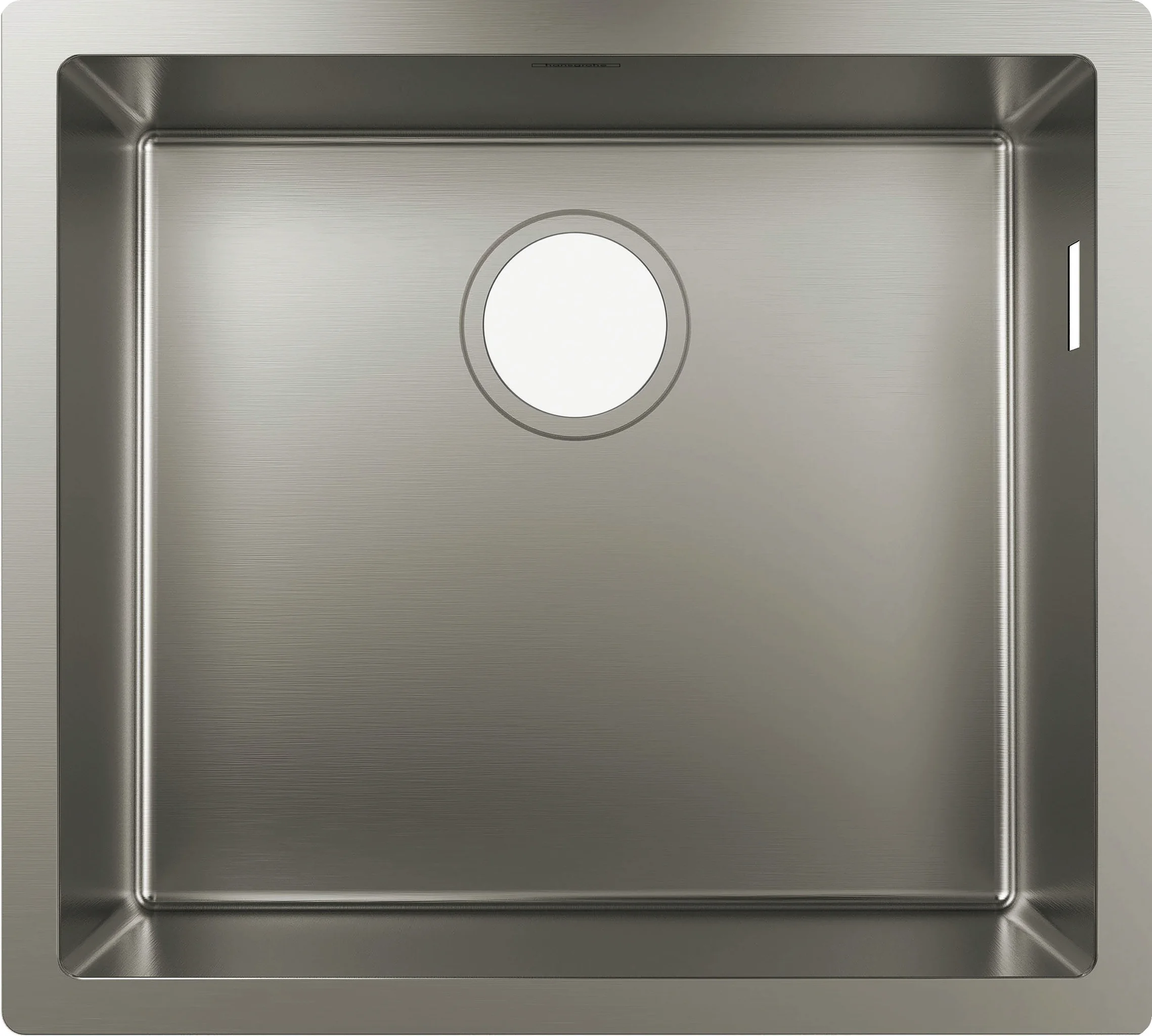 Hansgrohe S71 Unterbauspüle 450 mm Edelstahl, flach aufliegend oder flächenbündig, 1 Hauptbecken, seitlicher Überlauf rechts
