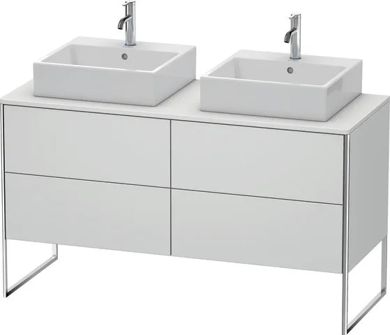 Duravit Waschtischunterschrank bodenstehend „XSquare“ 140 × 77,8 × 54,8 cm Becken: links und rechts / Front- & Korpusfarbe: Weiß Seidenmatt / Größe: 140 × 54,8 × 77,8 cm / Oberfläche: Lack / Profile: Chrom / Schubladen: 4 Duravit Waschtischunterschrank bodenstehend „XSquare“ 140 × 77,8 × 54,8 cm Becken: links und rechts / Front- & Korpusfarbe: Weiß Seidenmatt / Größe: 140 × 54,8 × 77,8 cm / Oberfläche: Lack / Profile: Chrom / Schubladen: 4