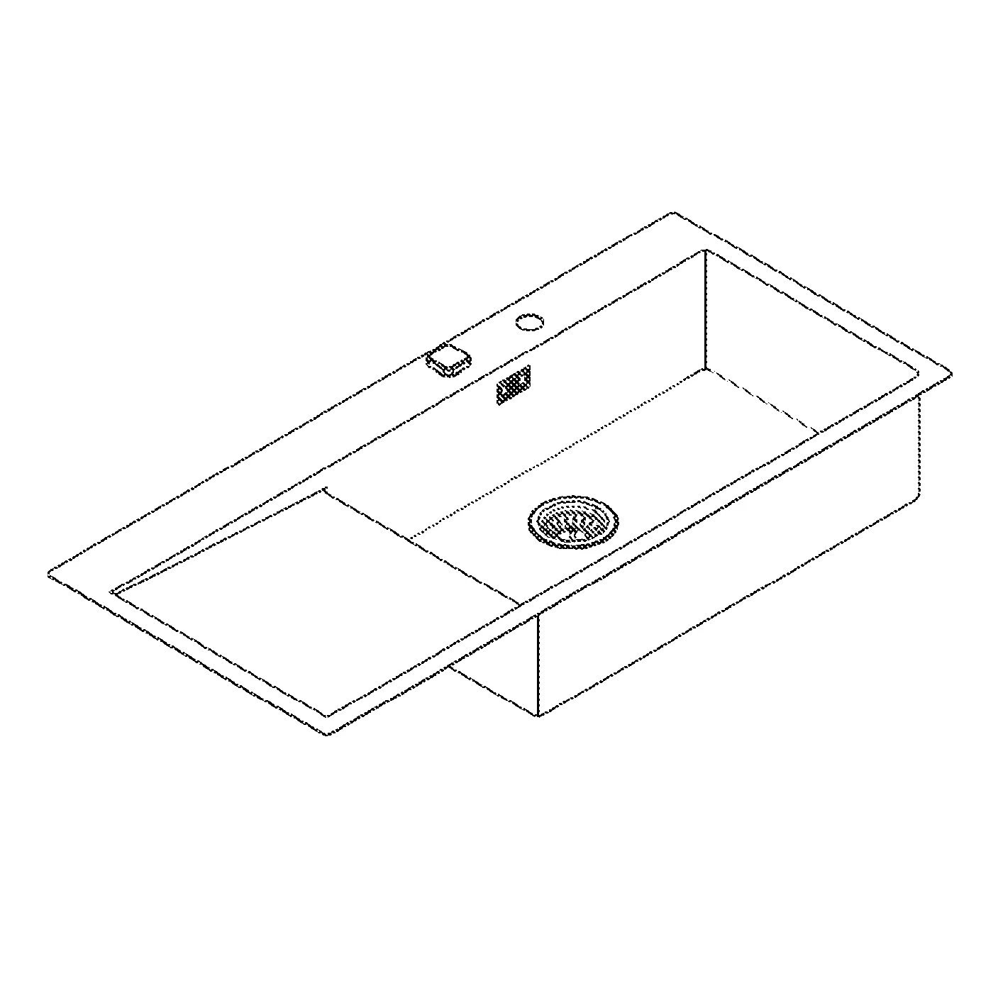 Edelstahlspüle K1000 31582_1, mit Abtropffläche, Modell: K1000 80-S 116/52 1.0 rh, Montageart: aufliegend oder flächenbündig, Maße: 1160 x 520 mm, 1 Becken: 710 x 400 mm, rechts einbaubar, edelstahl