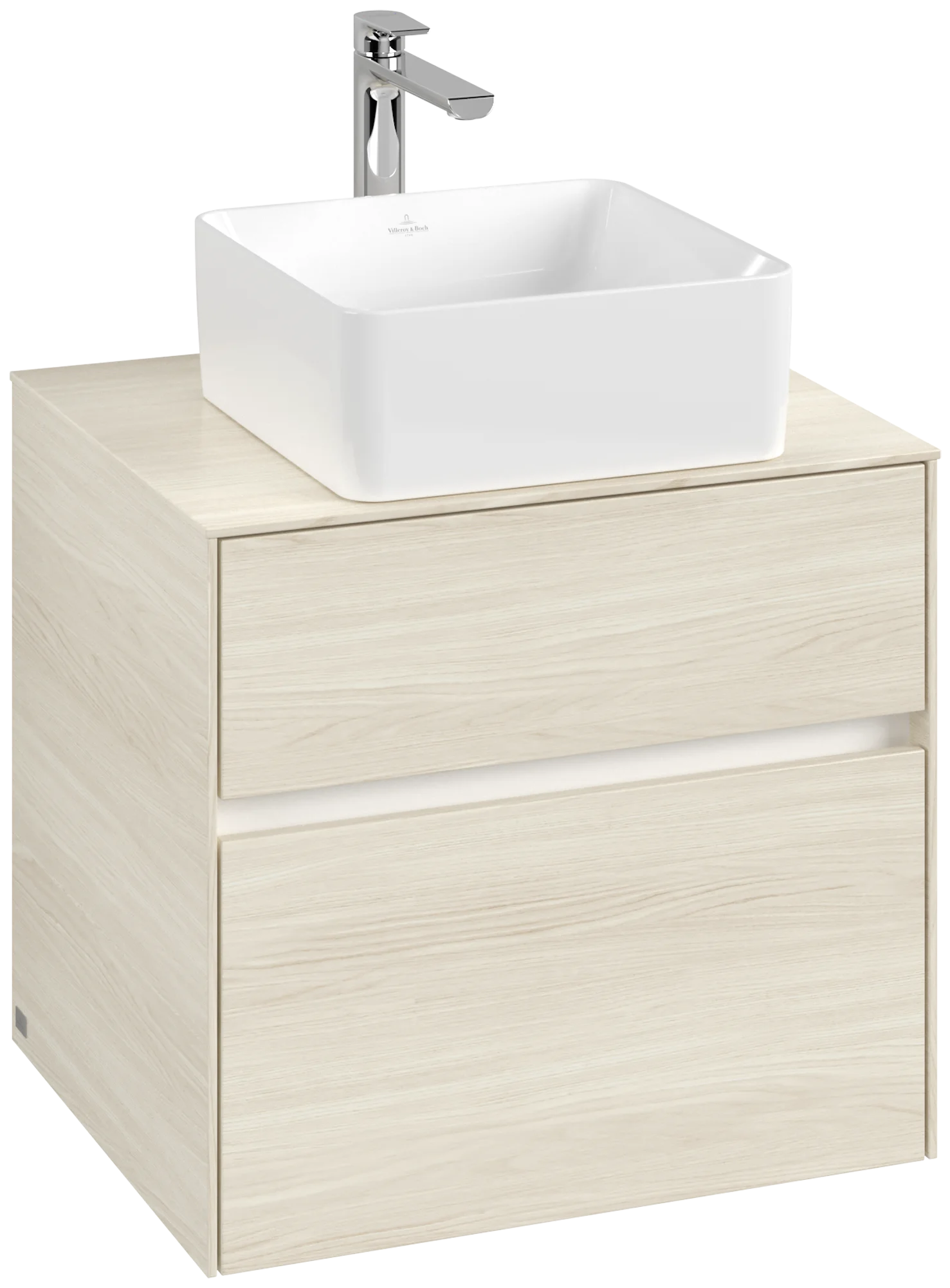 Villeroy & Boch Waschbeckenunterschrank Collaro, Eckig White Oak, 500x548x600mm, mittige Wanneneinbauposition, 2 Auszüge mit Antirutsch-Boden Villeroy & Boch Waschbeckenunterschrank Collaro, Eckig White Oak, 500x548x600mm, mittige Wanneneinbauposition, 2 Auszüge mit Antirutsch-Boden