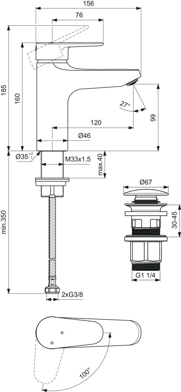 Ideal Standard Waschischarmatur Alu+ BlueStart mit Ablaufgarnitur Silver Ideal Standard Waschischarmatur Alu+ BlueStart mit Ablaufgarnitur Silver