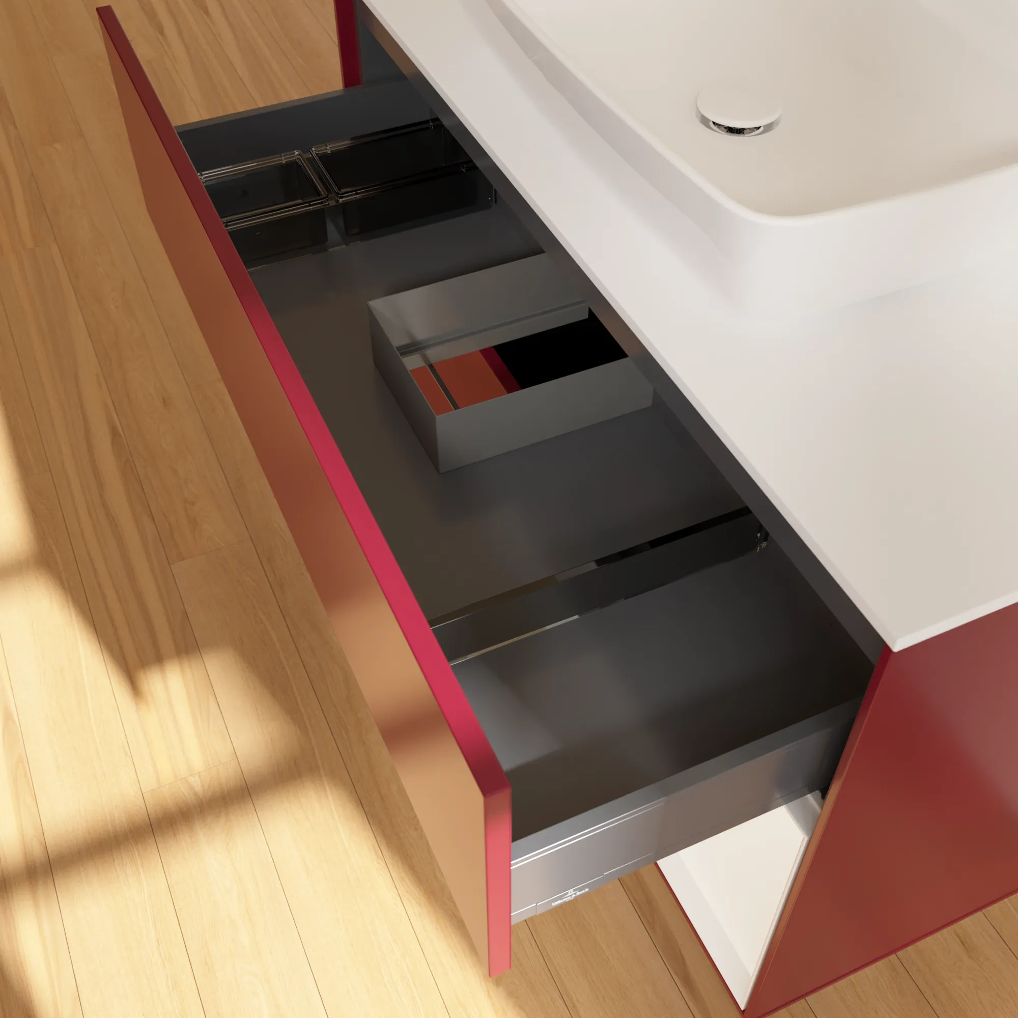 Villeroy & Boch Waschtischunterschrank „Finion“ für Schrankwaschtisch 1000 × 603 × 501 mm Peony Matt Lacquer, für Becken mittig, mit Hahnlochbohrung