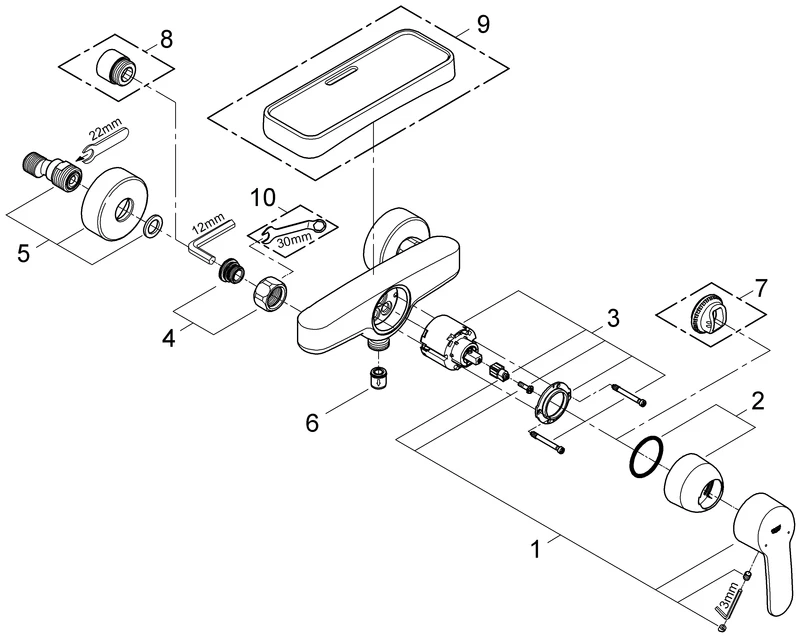 Grohe Eurostyle Cosmopolitan Einhand-Brausebatterie, Wandmontage, 46 mm Keramikkartusche, chrom Grohe Eurostyle Cosmopolitan Einhand-Brausebatterie, Wandmontage, 46 mm Keramikkartusche, chrom