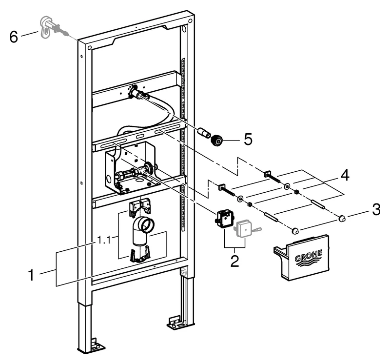 Urinal-Element Rapid SL 39376, mit Temperatursensor, 1,13 m und 1,30 m Bauhöhe, für Vorwand- oder Ständerwandmontage