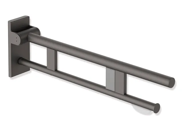 HEWI Stützklappgriff Duo, Design A, Edelstahl, Ausladung 700 mm, SC (Dunkelgrau Perlglimmer tiefmatt)