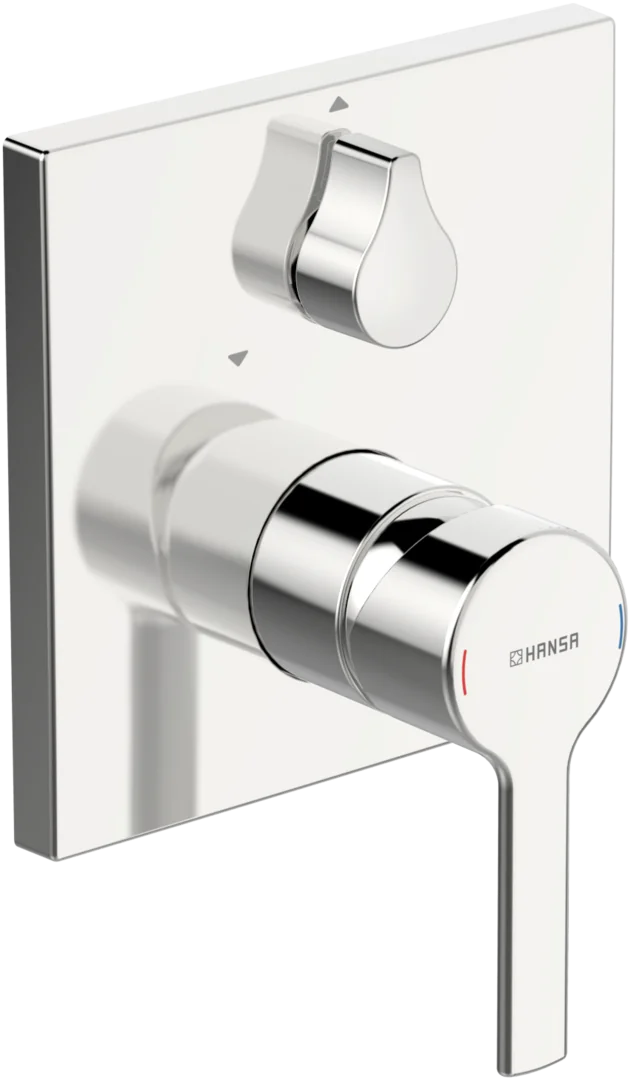 HansaRONDA Wannen- und Brausearmatur, Einhebelmischer Fertigmontageset für Wanne/Brause HansaRONDA 8384 Rosette eckig Chrom