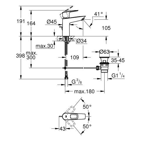 Einhand-Waschtischbatterie BauLoop 23885_1, M-Size, Einlochmontage, mit Temperaturbegrenzer, LowFlow 3,5 l/min Mousseur, Zugstangen-Ablaufgarnitur aus Kunststoff 1 1/4″, chrom Einhand-Waschtischbatterie BauLoop 23885_1, M-Size, Einlochmontage, mit Temperaturbegrenzer, LowFlow 3,5 l/min Mousseur, Zugstangen-Ablaufgarnitur aus Kunststoff 1 1/4″, chrom
