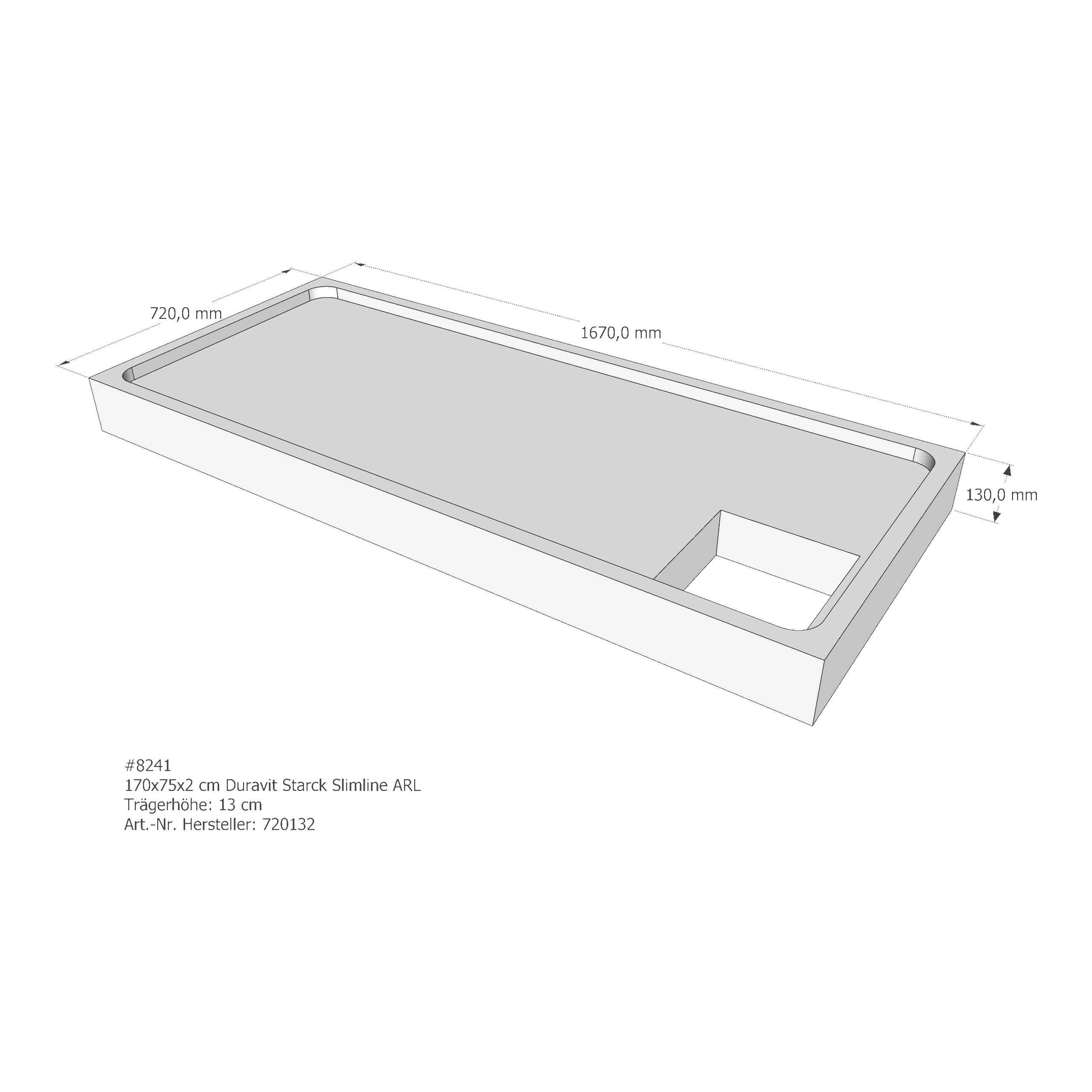 Duschwannenträger für Duravit Starck Slimline 170 × 75 × 2 cm Breite: 75 cm / Länge: 170 cm Duschwannenträger für Duravit Starck Slimline 170 × 75 × 2 cm Breite: 75 cm / Länge: 170 cm