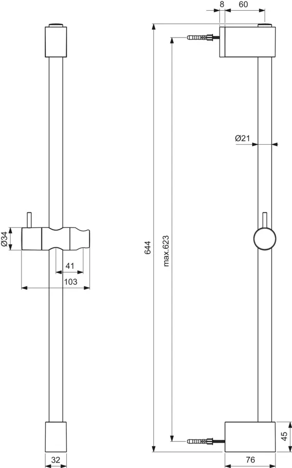 Brausestange Idealrain 600mm Chrom Brausestange Idealrain 600mm Chrom