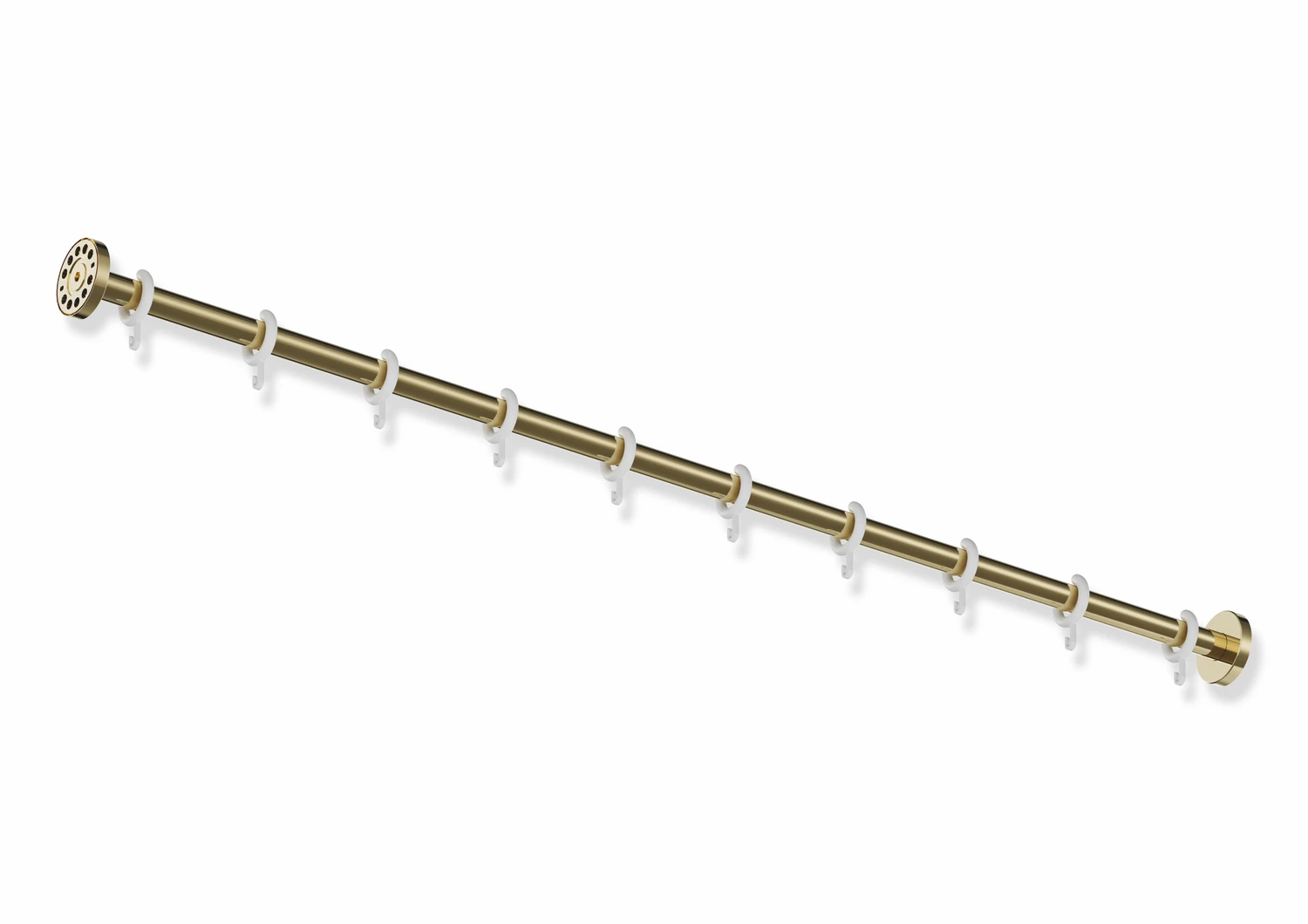Vorhangstange, Edelstahl, PVD, Länge 1219 mm, kürzbar, Stangendurchmesser 25 mm, mit 10 Vorhangringen aus POM, in Farbe CK (Messing glänzend)
