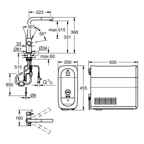 Grohe Starter Kit „Blue Home“ L-Auslauf, Einlochmontage in chrom Grohe Starter Kit „Blue Home“ L-Auslauf, Einlochmontage in chrom
