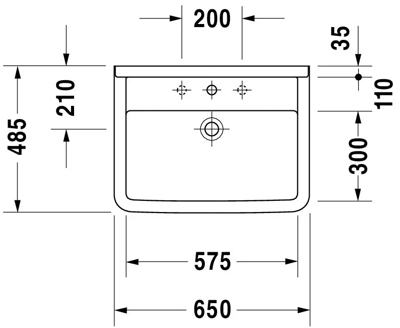 Wandwaschtisch „Starck 3“, mit Überlauf, Hahnlochposition mittig Wandwaschtisch „Starck 3“, mit Überlauf, Hahnlochposition mittig