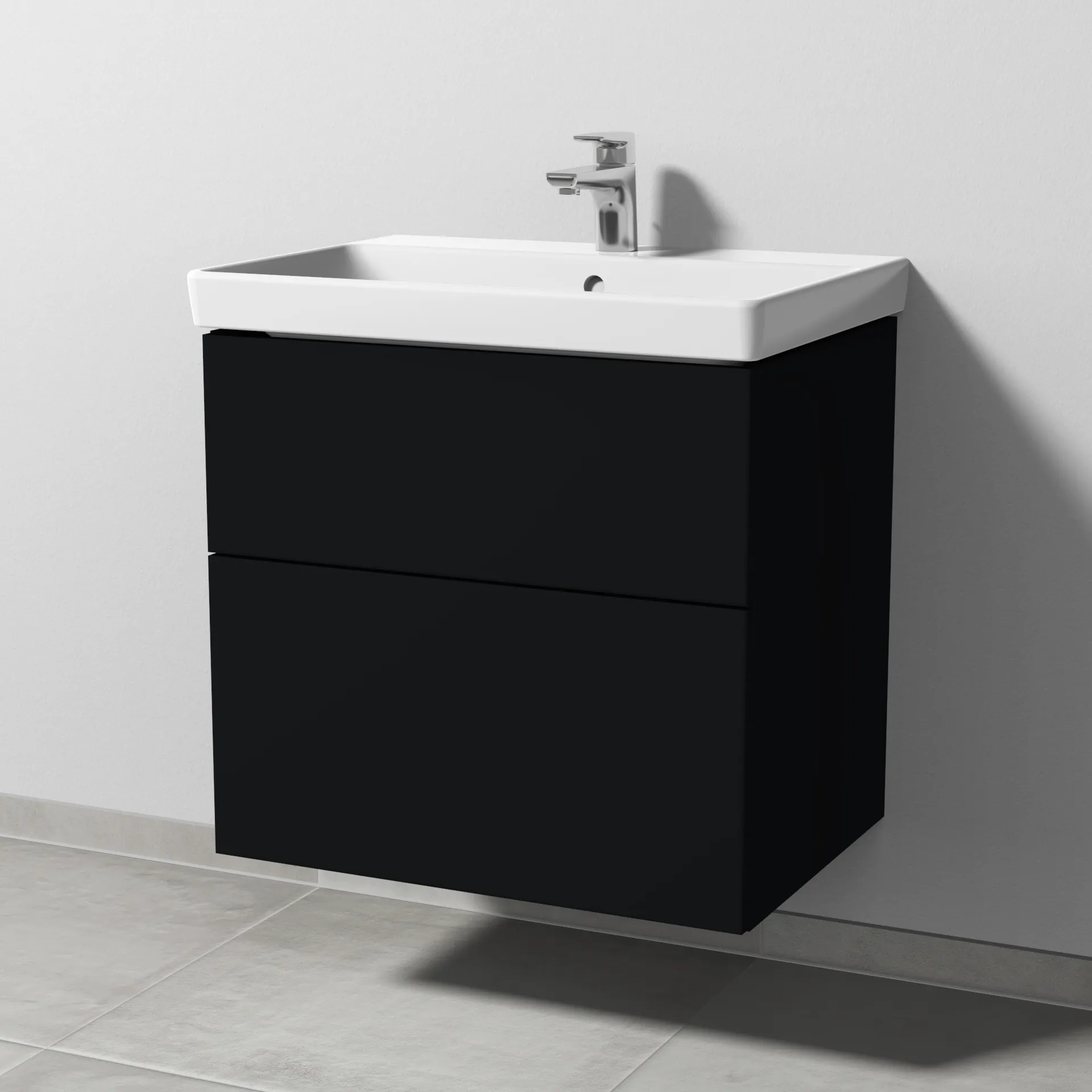 Sanipa Waschtischunterschrank „3way“ passend zu Keramik-Waschtische Avento von Villeroy & Boch 625 × 580 × 452 mm in Schwarz (matt)