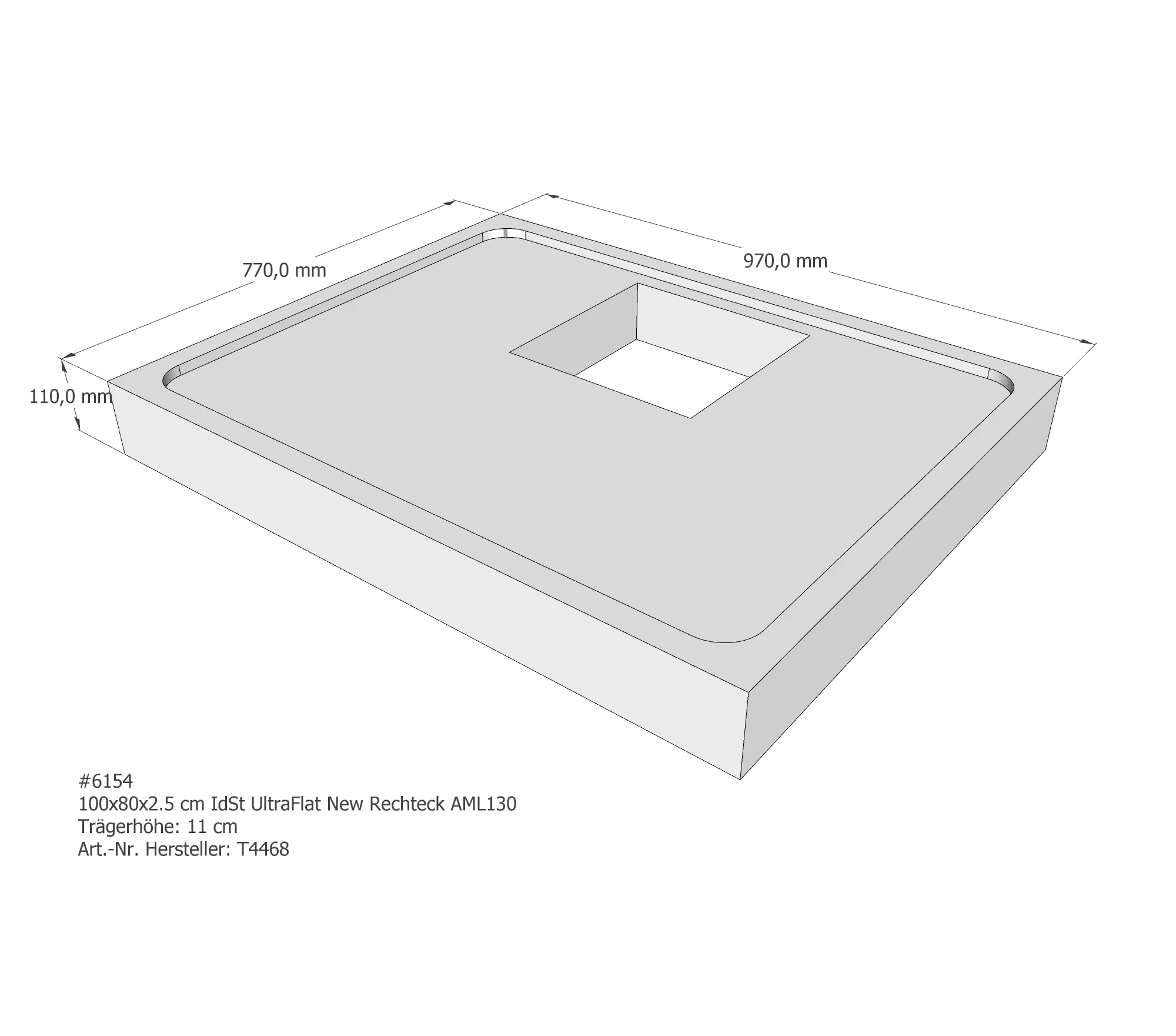 Duschwannenträger passend für Ideal Standard Ultra Flat New 100 × 80 × 2,5 cm