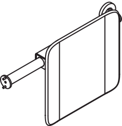 Rückenstütze, System 900, Anbindung Edst. PVD., Lehne Kst., schwarz, Achsmaß verstellbar 564-664 mm, T: 150 mm, einseitig Wandmontage mit Rosetten (links), einseitig Montage an SK-Griffen, Design (A) (rechts), in Farbe CK (messing glänzend)