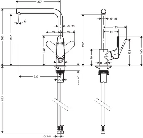 Hansgrohe Focus M41 Einhebel-Küchenmischer 280, 1jet, Chrom Hansgrohe Focus M41 Einhebel-Küchenmischer 280, 1jet, Chrom