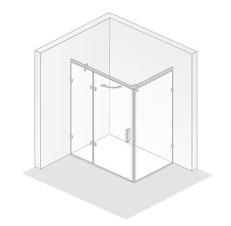 HSK rahmenlose Drehtür an Nebenteil mit Seitenwand „Atelier Plan Pur“ Glas Klar hell, Scharniere Chromoptik (Alu Hochglanz poliert), Sondergröße HSK rahmenlose Drehtür an Nebenteil mit Seitenwand „Atelier Plan Pur“ Glas Klar hell, Scharniere Chromoptik (Alu Hochglanz poliert), Sondergröße