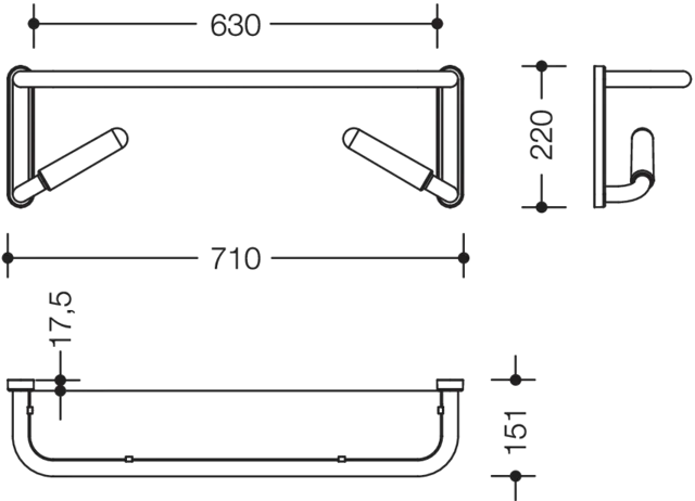 HEWI Ablage „Serie 802 LifeSystem“ in 71 × 22 × 15,1 cm HEWI Ablage „Serie 802 LifeSystem“ in 71 × 22 × 15,1 cm