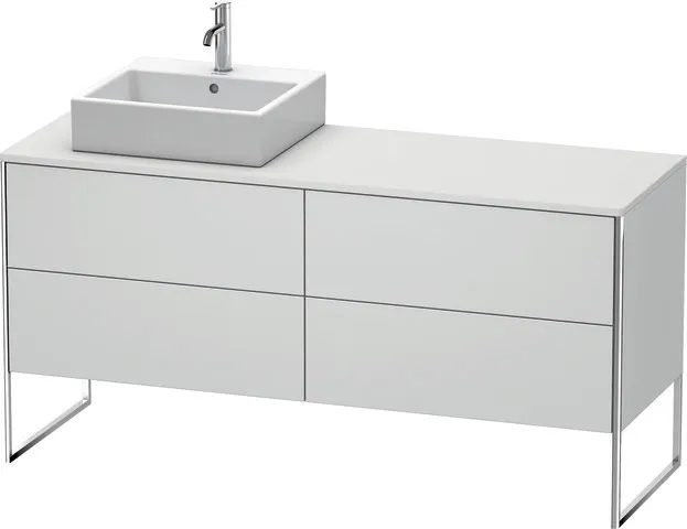 Duravit Waschtischunterschrank bodenstehend „XSquare“ 160 × 77,8 × 54,8 cm Becken: links / Front- & Korpusfarbe: Weiß Seidenmatt / Größe: 160 × 54,8 × 77,8 cm / Oberfläche: Lack / Profile: Chrom / Schubladen: 4 Duravit Waschtischunterschrank bodenstehend „XSquare“ 160 × 77,8 × 54,8 cm Becken: links / Front- & Korpusfarbe: Weiß Seidenmatt / Größe: 160 × 54,8 × 77,8 cm / Oberfläche: Lack / Profile: Chrom / Schubladen: 4