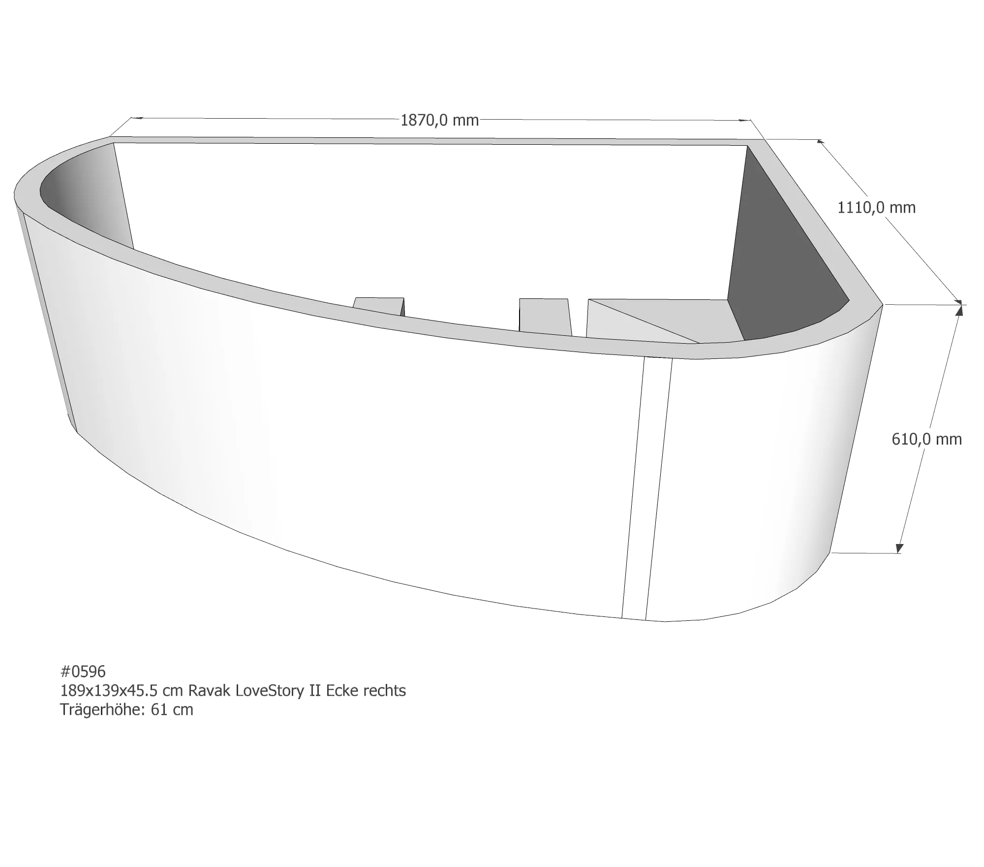 Badewannenträger passend für Ravak Love Story II rechts rechts 185 × 135 × 45,5 cm Badewannenträger passend für Ravak Love Story II rechts rechts 185 × 135 × 45,5 cm