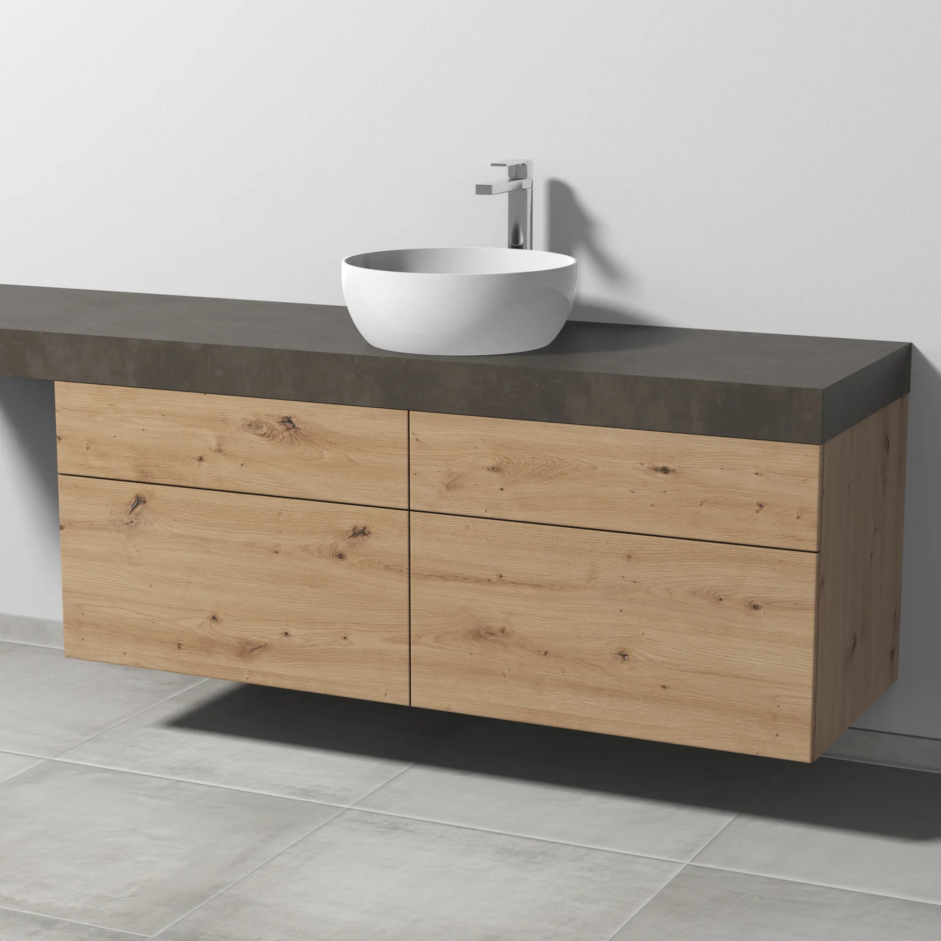 Sanipa Waschtischunterschrank „2morrow“ 1400 × 510 × 520 mm in Eiche Natural-Touch