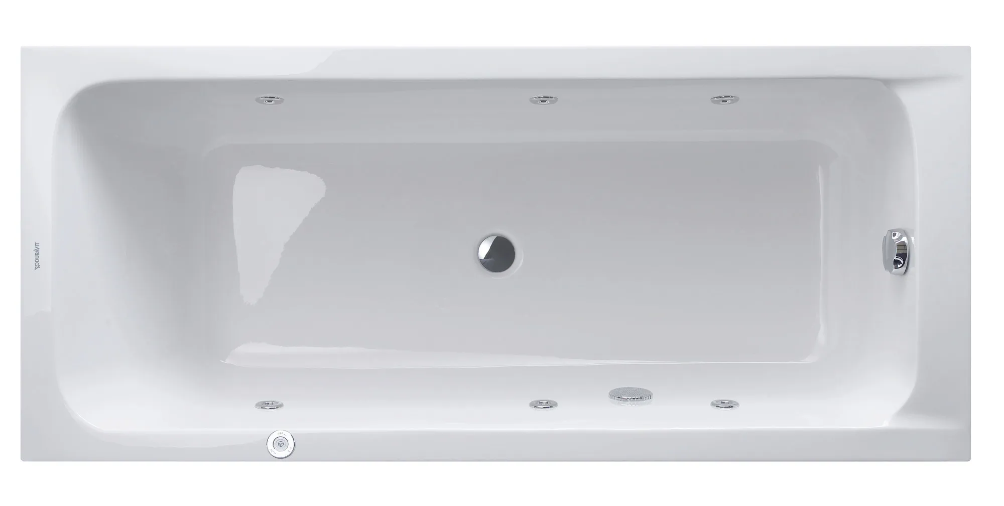 Duravit Whirlwanne „D-Code“ rechteck 1800 × 800 mm, Mittelablauf mit Jet Project, in Weiß Duravit Whirlwanne „D-Code“ rechteck 1800 × 800 mm, Mittelablauf mit Jet Project, in Weiß