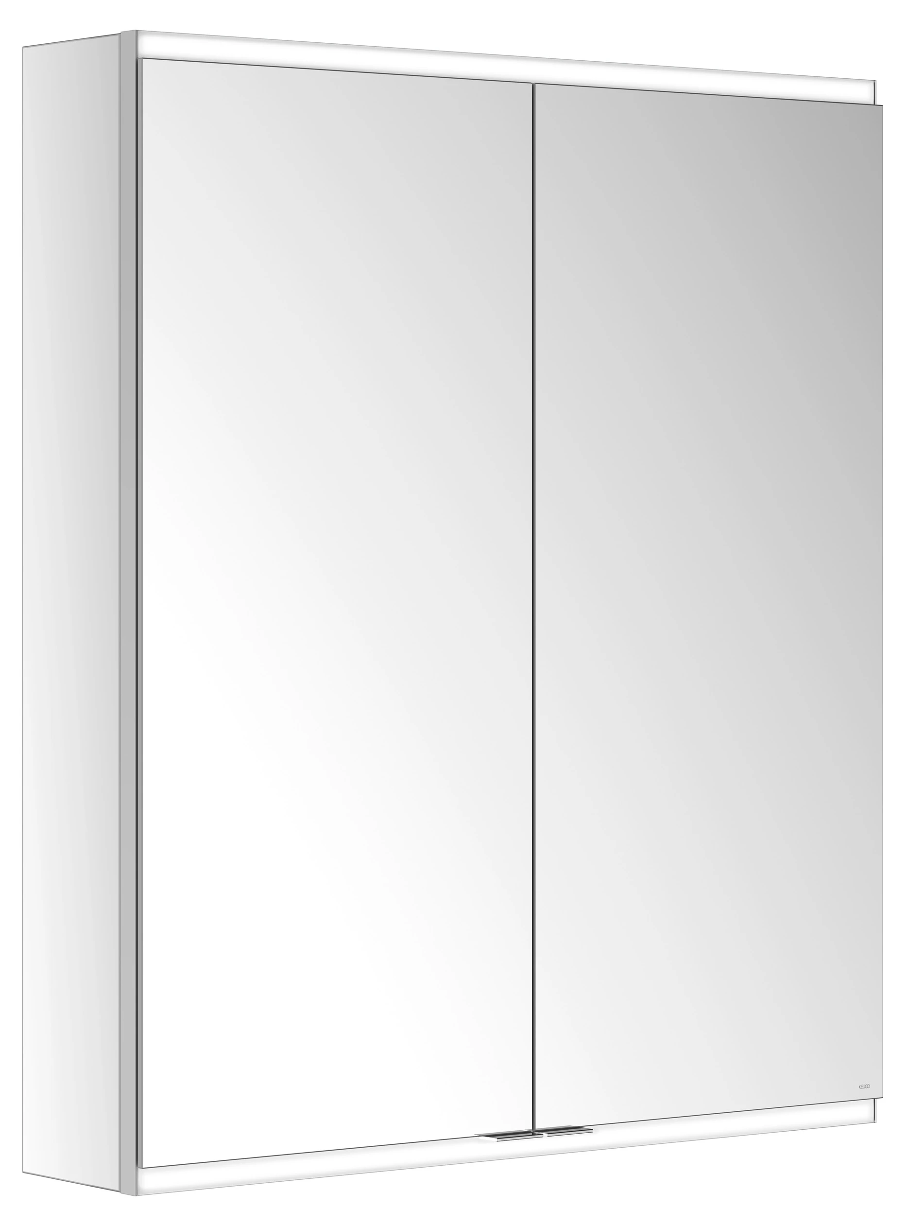 KEUCO Wandvorbau Spiegelschrank 2-türig „Royal Modular 2.0“ in Silber (eloxiert), Aufputz, mit Beleuchtung, mit Steckdose 800 × 900 × 160 mm