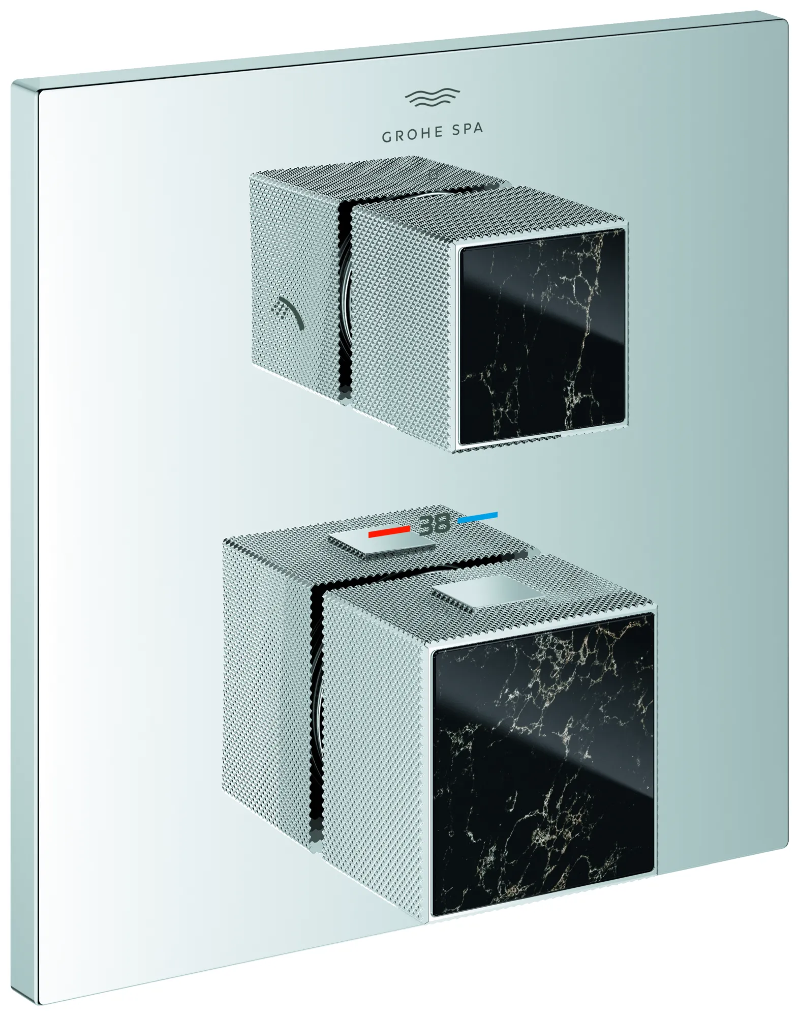 Thermostat-Brausebatterie Allure Brilliant Private Collection 24430, Fertigmontageset für Rapido SmartBox, integrierte 2-Wege-Umstellung, Griff mit Vanilla Noir Ceasarstone, chrom Thermostat-Brausebatterie Allure Brilliant Private Collection 24430, Fertigmontageset für Rapido SmartBox, integrierte 2-Wege-Umstellung, Griff mit Vanilla Noir Ceasarstone, chrom