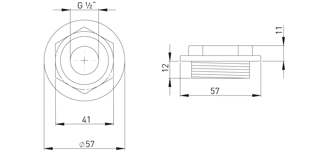 ASW HG-TEC Anschlußstopfen Stahl roh IG ⅜" rechts, AG 1 ¼"