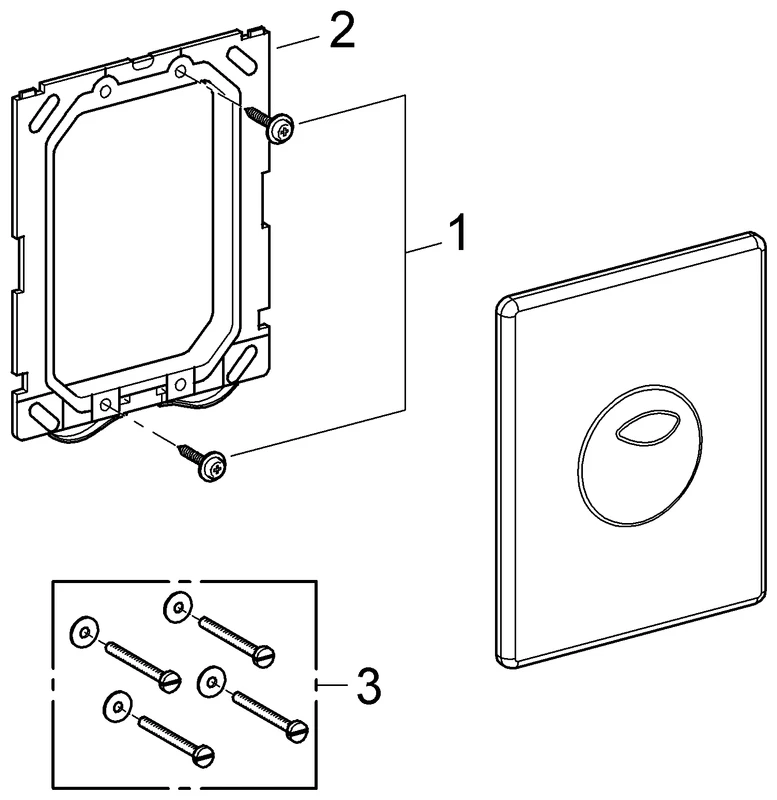 WC-Betätigung Skate 38862, 2-Mengen- und Start & Stopp-Betätigung, 156 x 197 mm, senkrechte und waagerechte Montage, alpinweiß