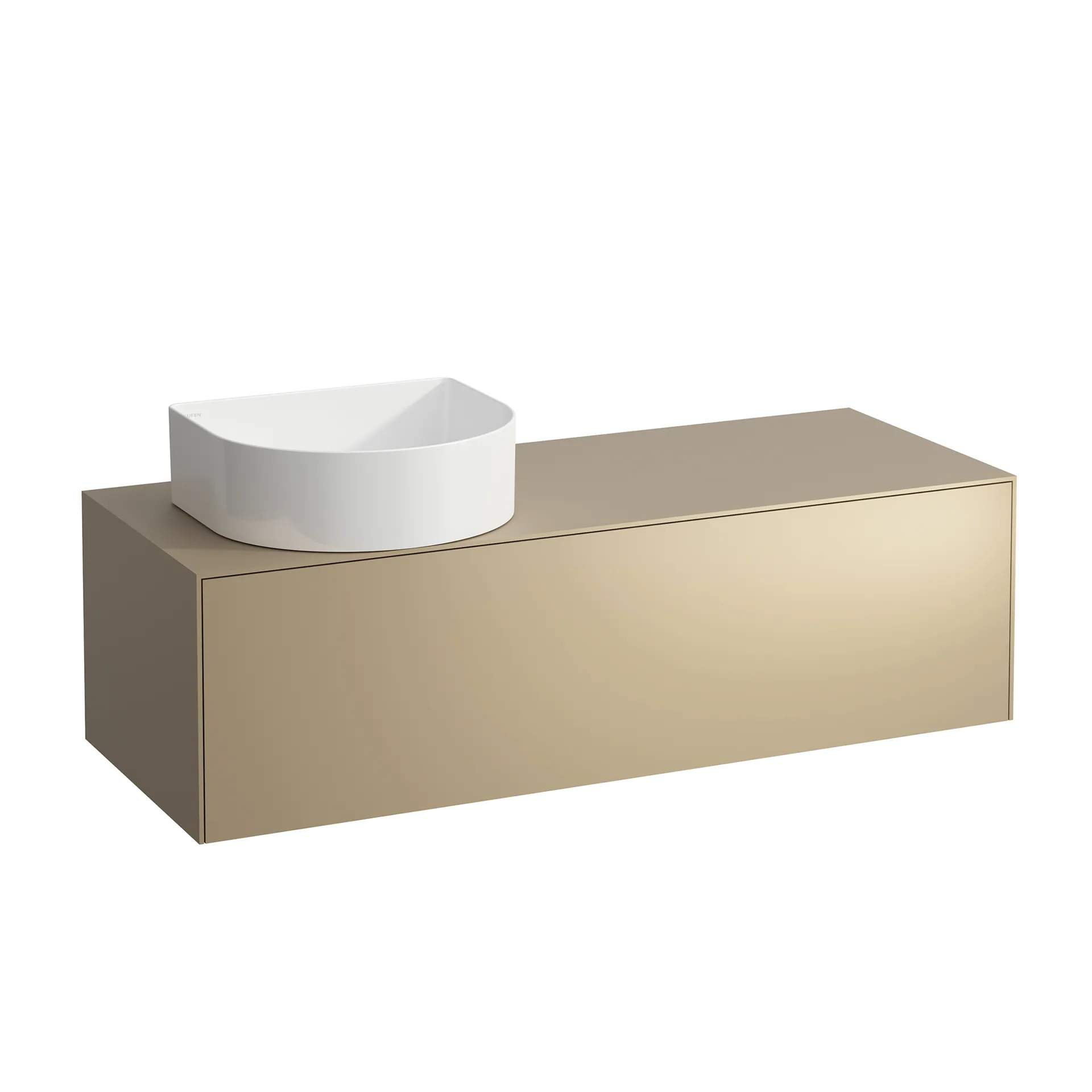 Laufen Waschtischunterbau „SONAR“ 1177 × 341 × 457 mm Gold, ohne Hahnlochbohrung, links
