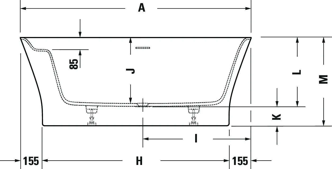 Duravit Badewanne „Cape Cod“ freistehend oval 165 × 78 cm