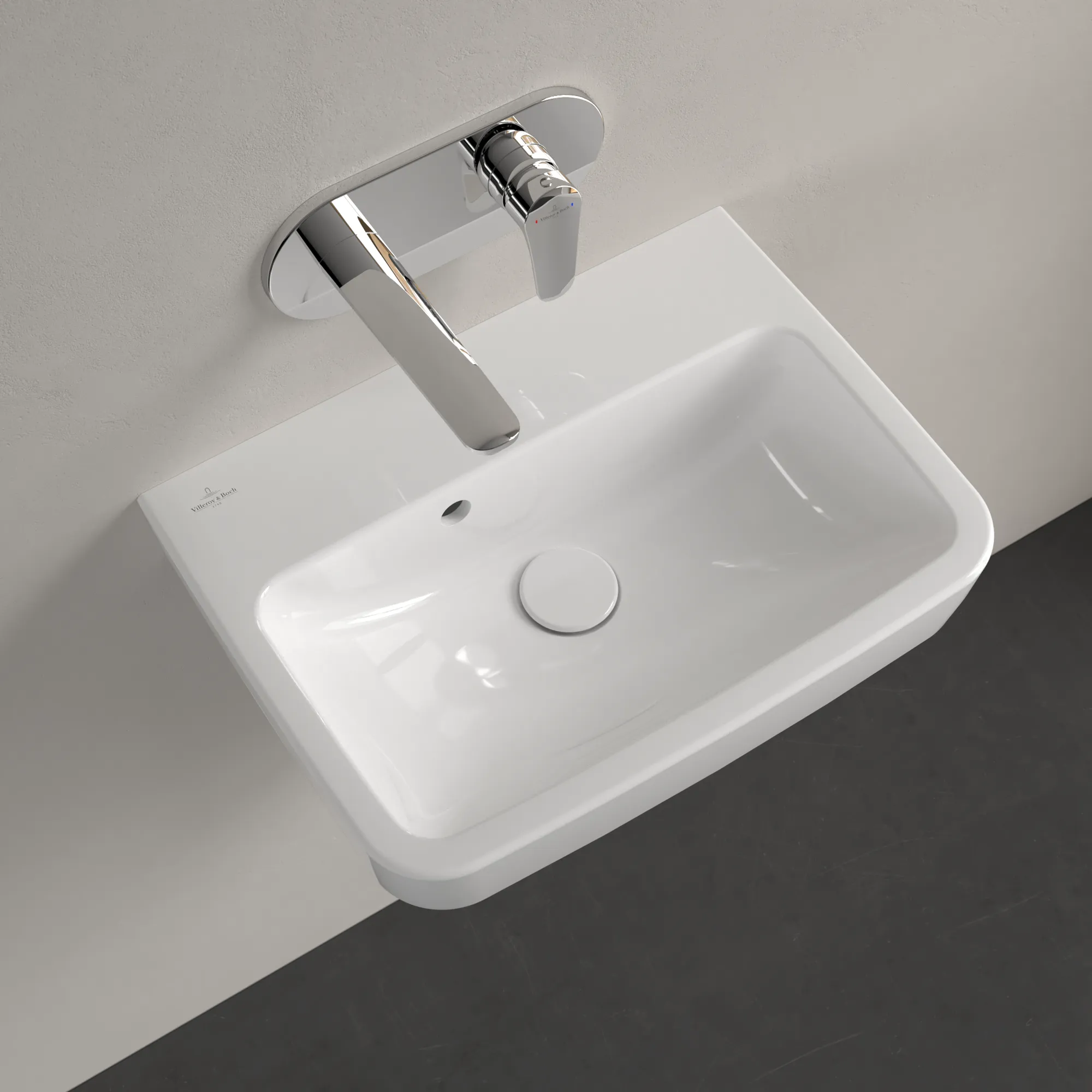 Villeroy & Boch Handwaschbecken „O.novo“ 500 × 370 × 160 mm, für Becken mittig, ohne Hahnlochbohrung in Weiß Alpin Villeroy & Boch Handwaschbecken „O.novo“ 500 × 370 × 160 mm, für Becken mittig, ohne Hahnlochbohrung in Weiß Alpin