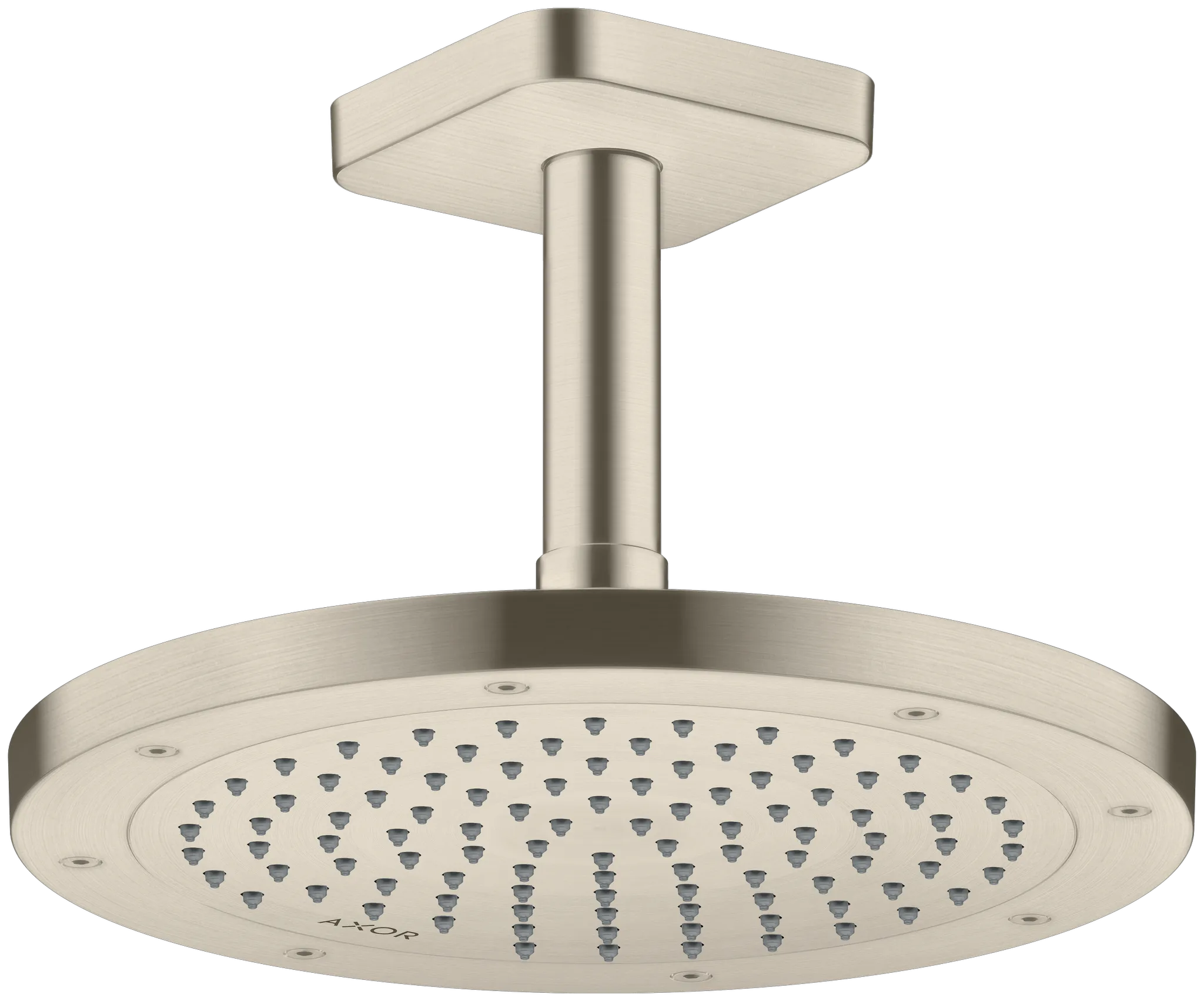 Hansgrohe AXOR ShowerSolutions Deckenanschluss 100 mm softsquare Brushed Nickel Aufputzmontage Messing G 1/2 Hansgrohe AXOR ShowerSolutions Deckenanschluss 100 mm softsquare Brushed Nickel Aufputzmontage Messing G 1/2
